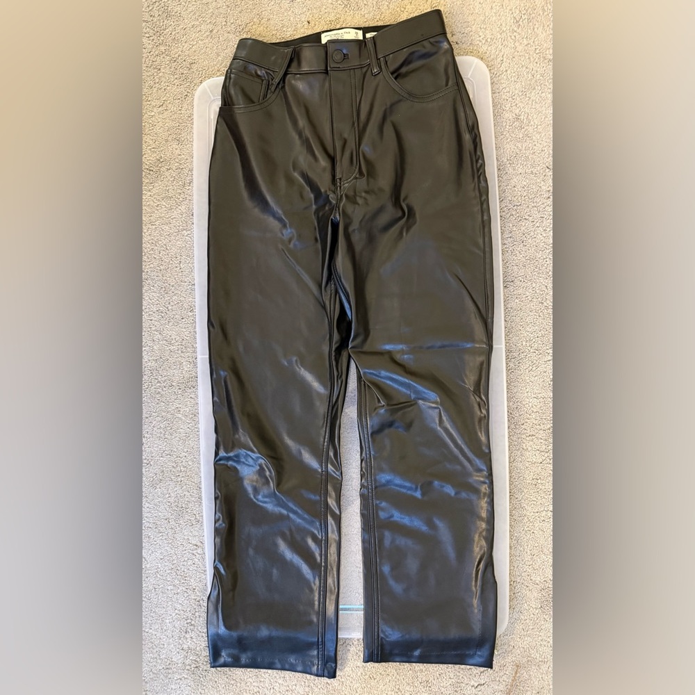 Abercrombie & Fitch Vegan Leather Black Straight Leg Pants